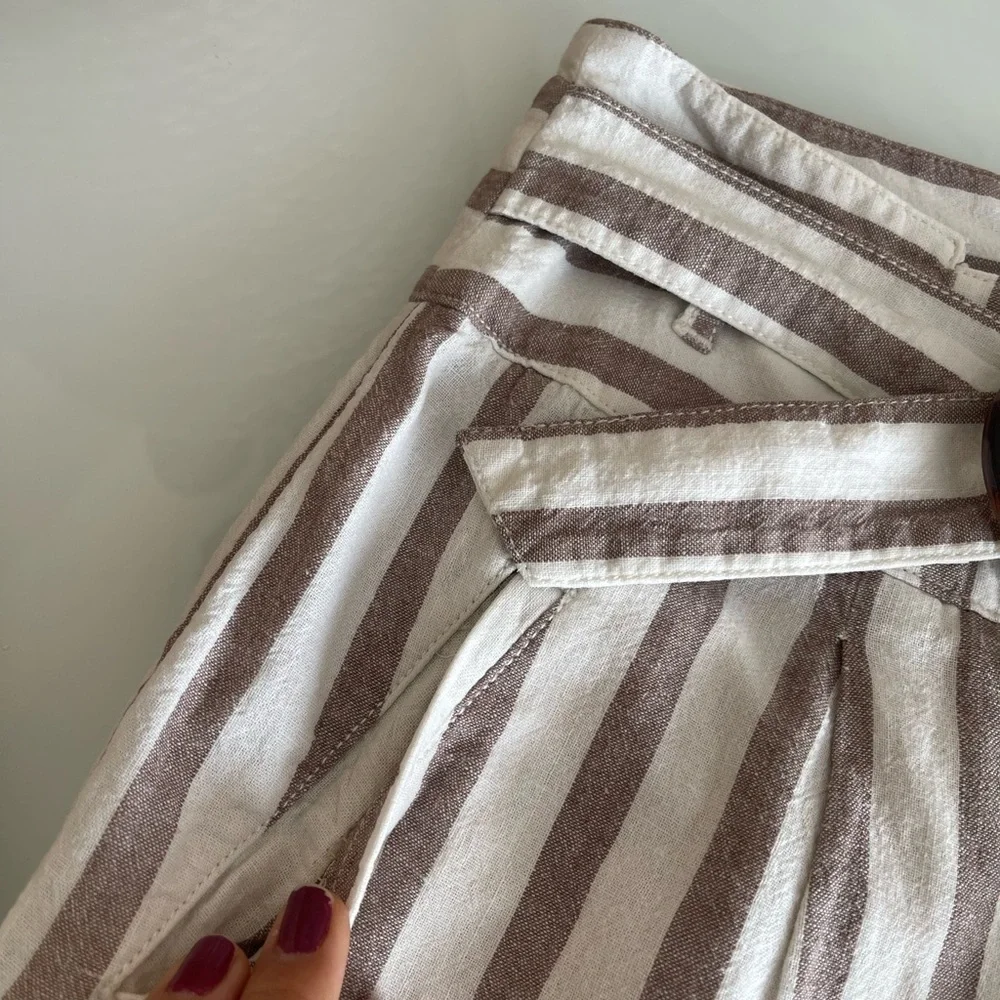Anthropologie Beige and White Striped Pants - Picture 8 of 13